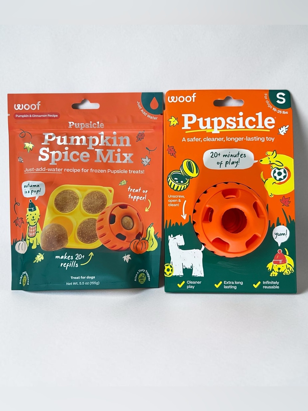 Woof Orange Pupsicle Long Lasting Refillable Dog Toy with Treat-Small